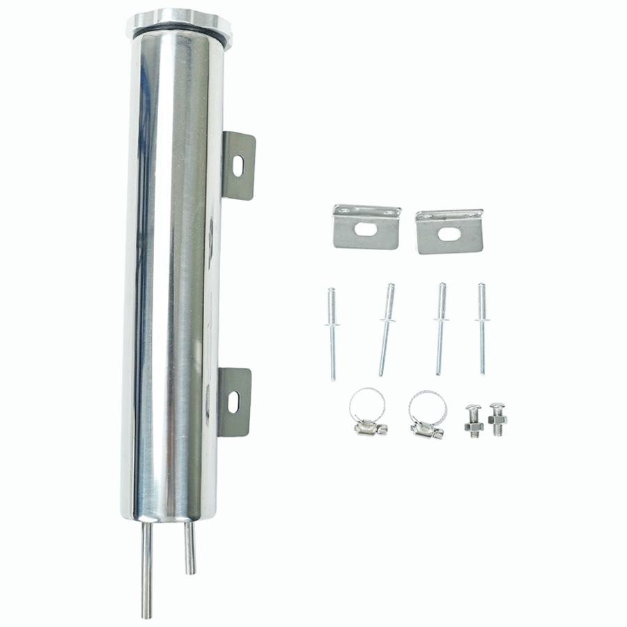 New Brand 2"x10" Polished Stainless Steel 20OZ Radiator Over Flow Tank Universal Silver