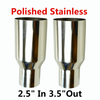 2X 2.5In 3.5Out Polished Stainless Sliver Exhaust Single Layer Straight Tip